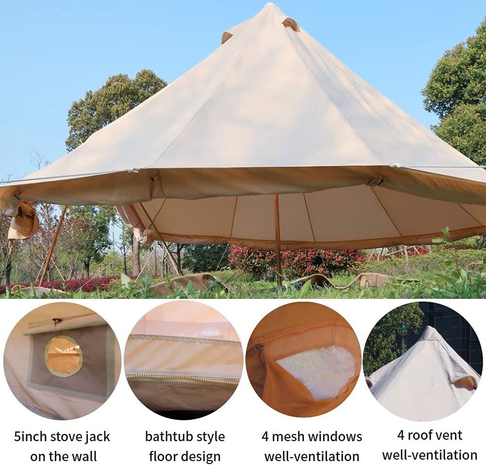 Yurt Tents Luxury Mongolian Outdoor 4 Season Oxford Glamping Tent Waterproof Yurt Tent Bell for Camping