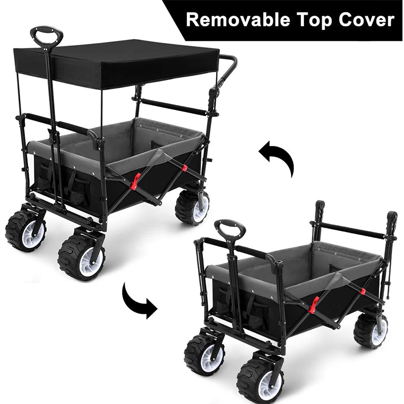 Good quality factory directly hot sell Mini Camping folding outdoor utility  folding wagon with canopy