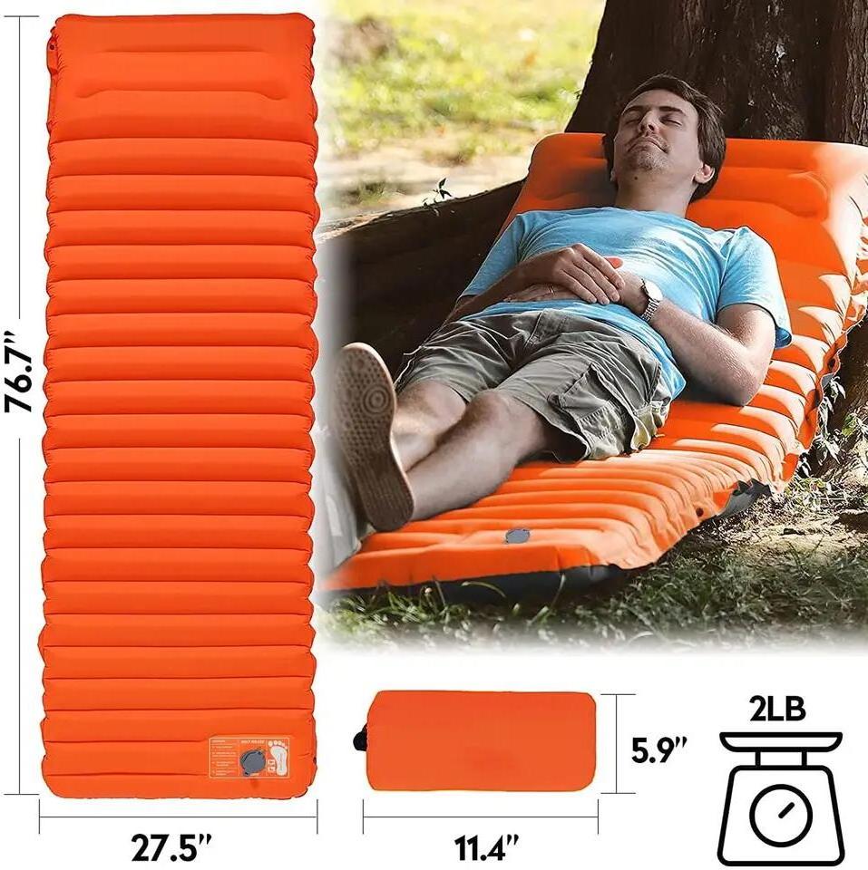 Feistel outdoor Camping TPU air mattress with comfortable sponge pillow inflatable tent pad for camping sleeping pad