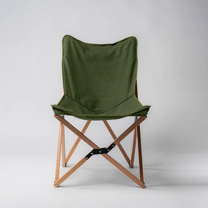 Mountainhiker Portable Wood Beach Chair Butterfly Chair Anti-tear Fabric Folding Outdoor Camping Chair For Fishing Bbq Traveling