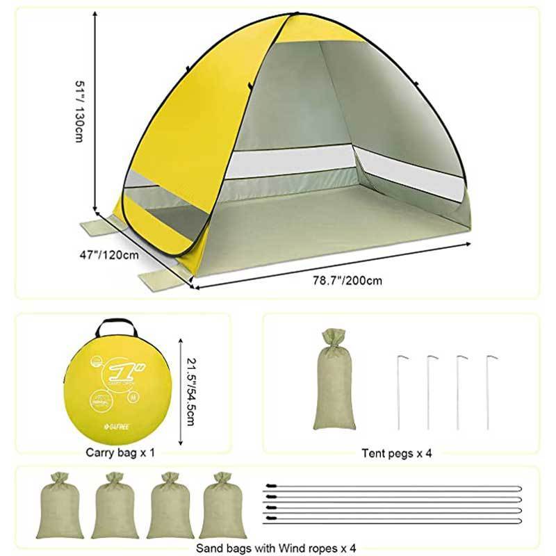 Beach Sun shelter,Easy Pop-Up Instant Beach Tent Anti-UV Mini Automatic Shade Tent Canopy for Outdoor Picnic Beach Camping