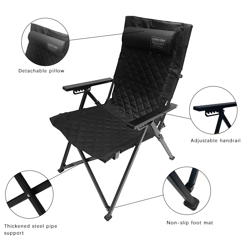 Feistel Hot Sale 5 Position Adjustable Outdoor Relax Reclining Metal Folding Camping Chair With Armrest for outdoor