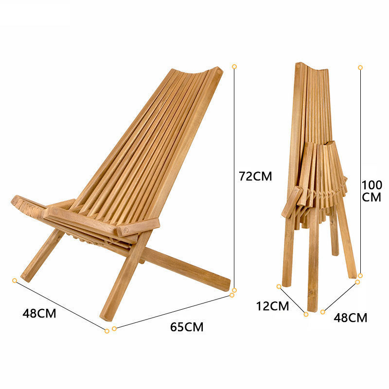 Outdoor Adjustable Deckchair Lounge Pillow Sea Deck Portable Solid Bamboo Wood Fold Beach Chair