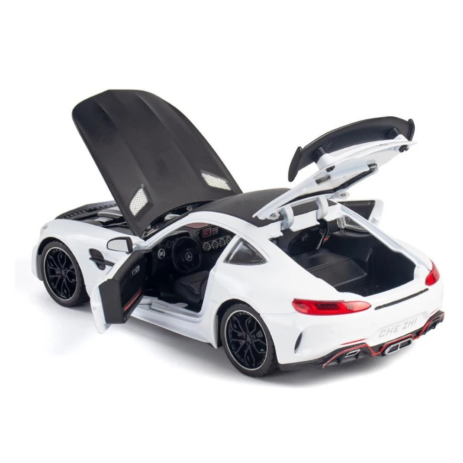 1:24 Mercedes AMG GTR roadster die cast car model toy for kids 20.5cm pull back alloy simulation model car With Sound/Light