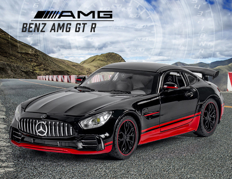 1:24 Mercedes AMG GT die cast car black warrior model toy for kids 20.5cm pull back alloy simulation model car With Sound/Light