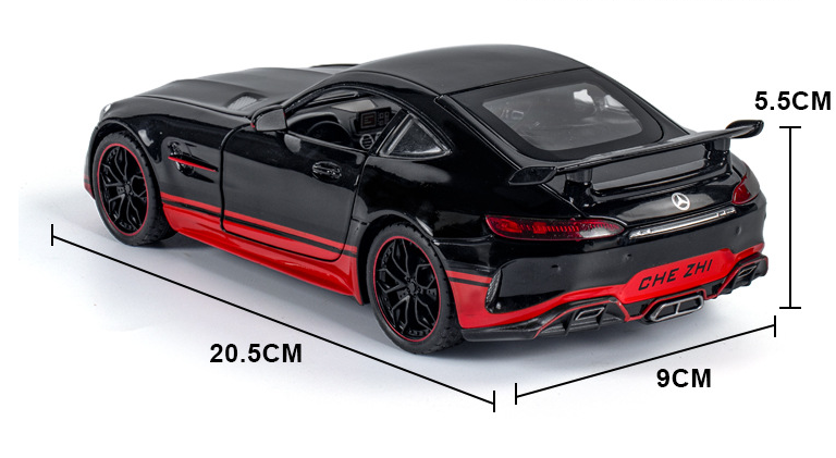 1:24 Mercedes AMG GT die cast car black warrior model toy for kids 20.5cm pull back alloy simulation model car With Sound/Light