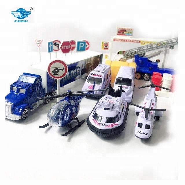 Hot selling Police set toy with die cast car and helicopter