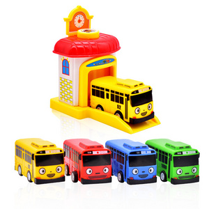 14cm plastic Tayo bus 4 color mix ejecting toy car for kids