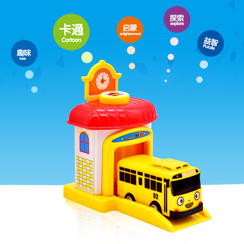 14cm plastic Tayo bus 4 color mix ejecting toy car for kids