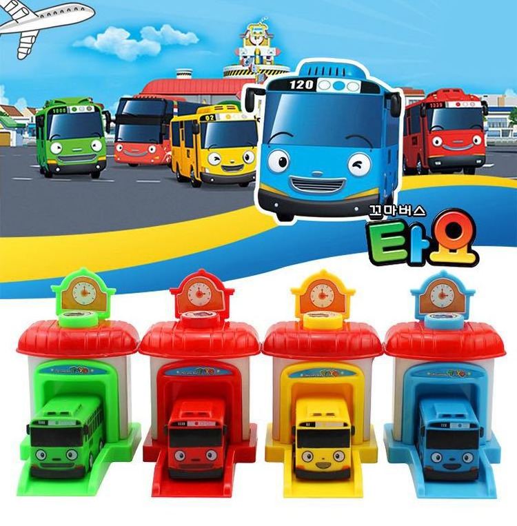 14cm plastic Tayo bus 4 color mix ejecting toy car for kids