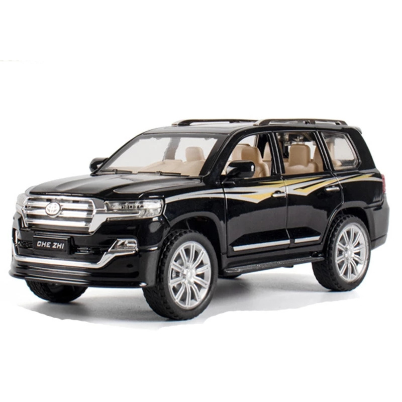 1:24 Toyota Land cruiser off road die cast car model toy for kids 21cm pull back simulation alloy car With Sound/Light