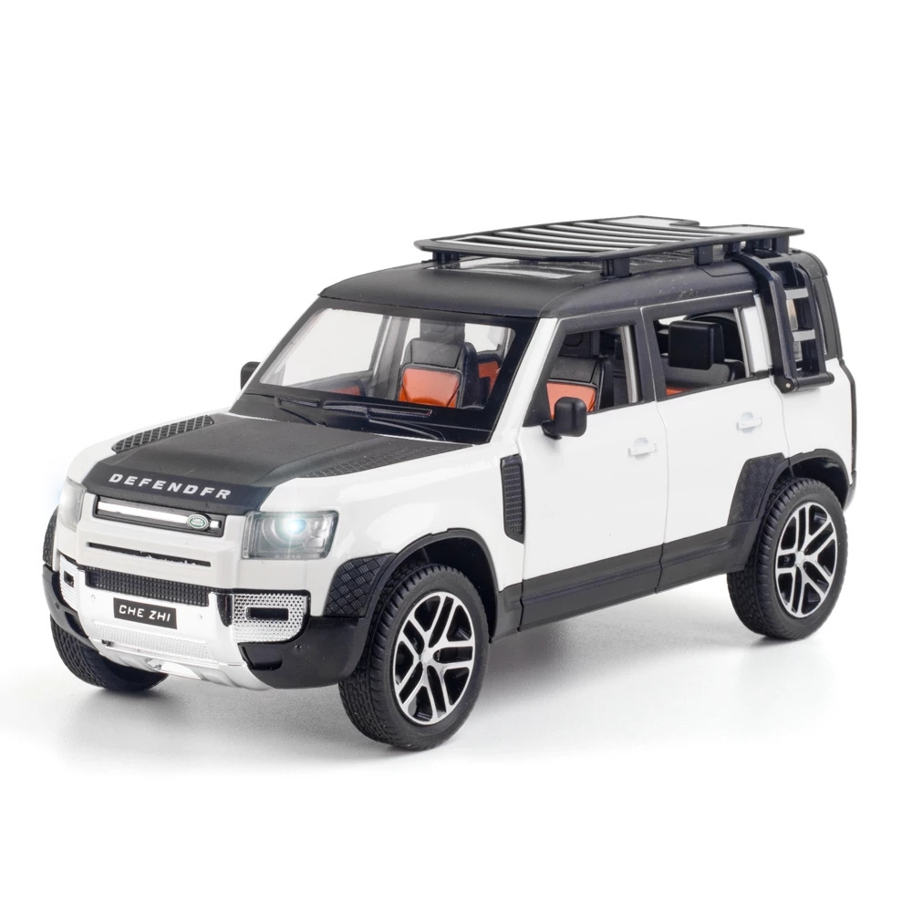 1:24 Land Rover Defender die cast car model toy for kids 21cm pull back simulation alloy car With Sound/Light