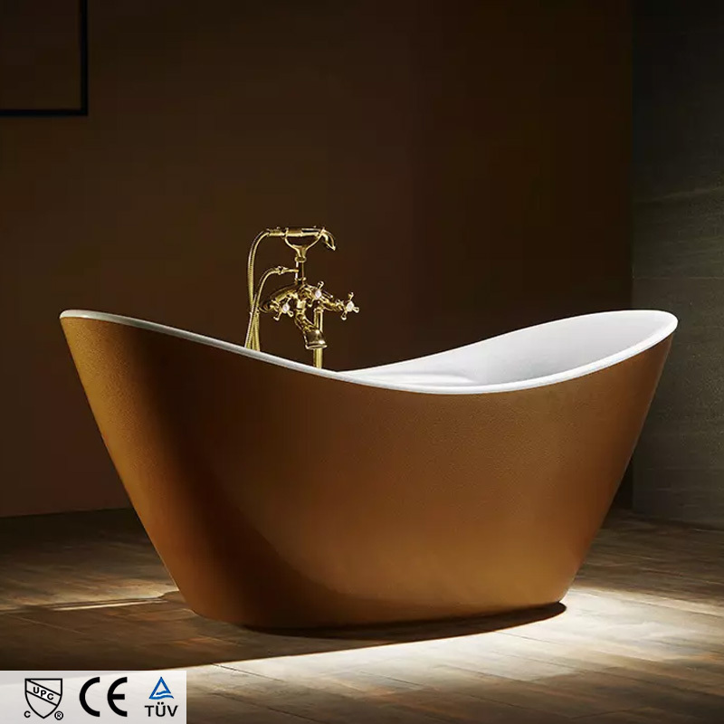 Modern Hotel Bathroom Modern Simple Design Freestanding Customized Solid Surface Free Standing Bathtub White Acrylic Bathtub