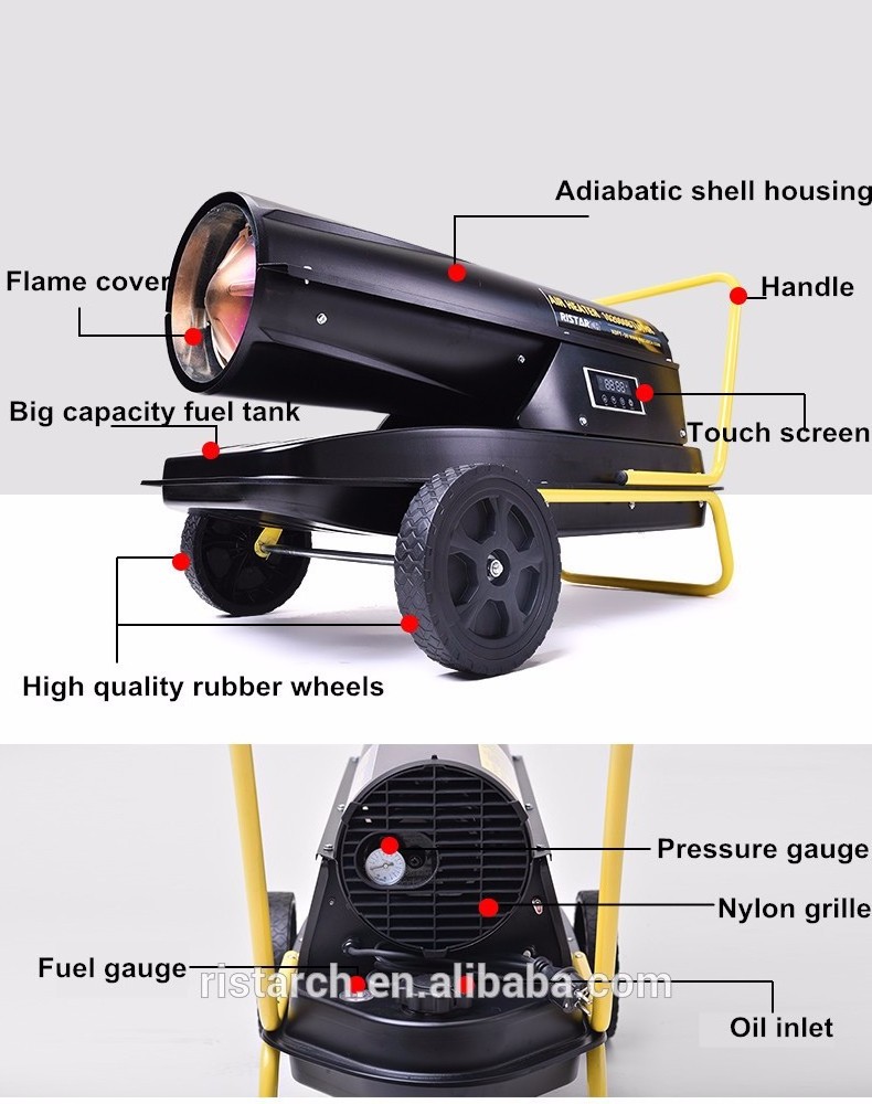 Professional factory directly supply automatic blower industrial fuel oil fan mobile for poultry farm greenhouse