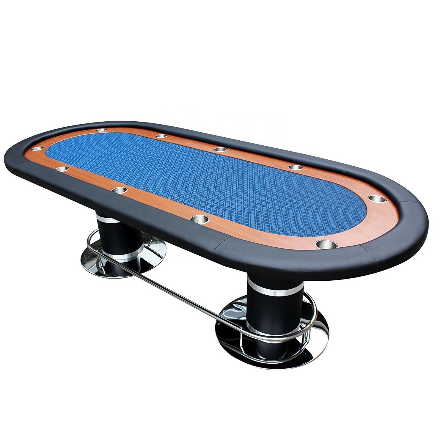 10 Players Texas Hold 'em Table Table Casino Club Poker Table with Padded Rails Cup Holders