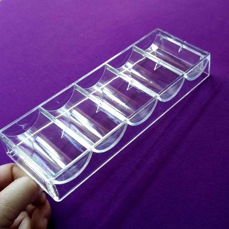 Factory Price Clear Acrylic Poker Chip Tray Casino Chips Holder Rack Holds 100 Chips 40mm