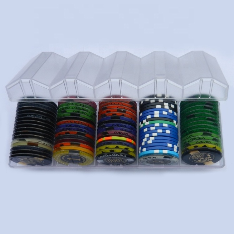 factory supply 100 pcs acrylic poker chip tray 43m 45mm poker chips tray casino chip case box