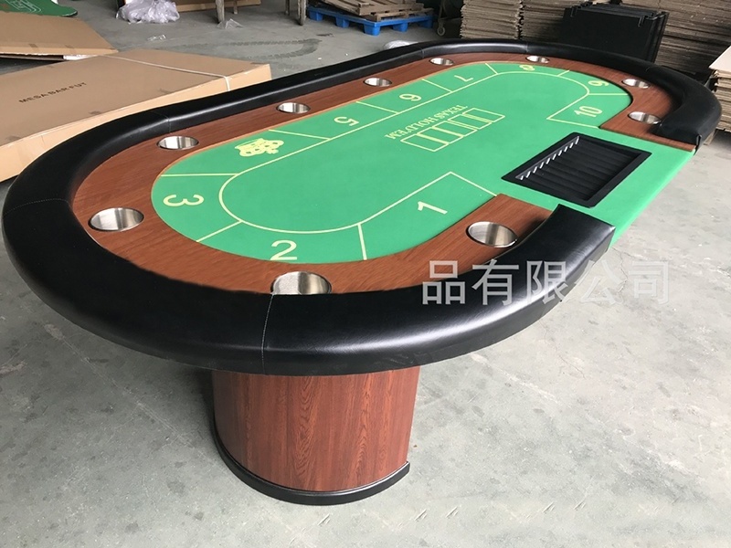 wooden 8ft Texas Hold'em poker table 10-person casino home gambling game table poker