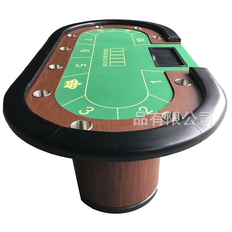 wooden 8ft Texas Hold'em poker table 10-person casino home gambling game table poker