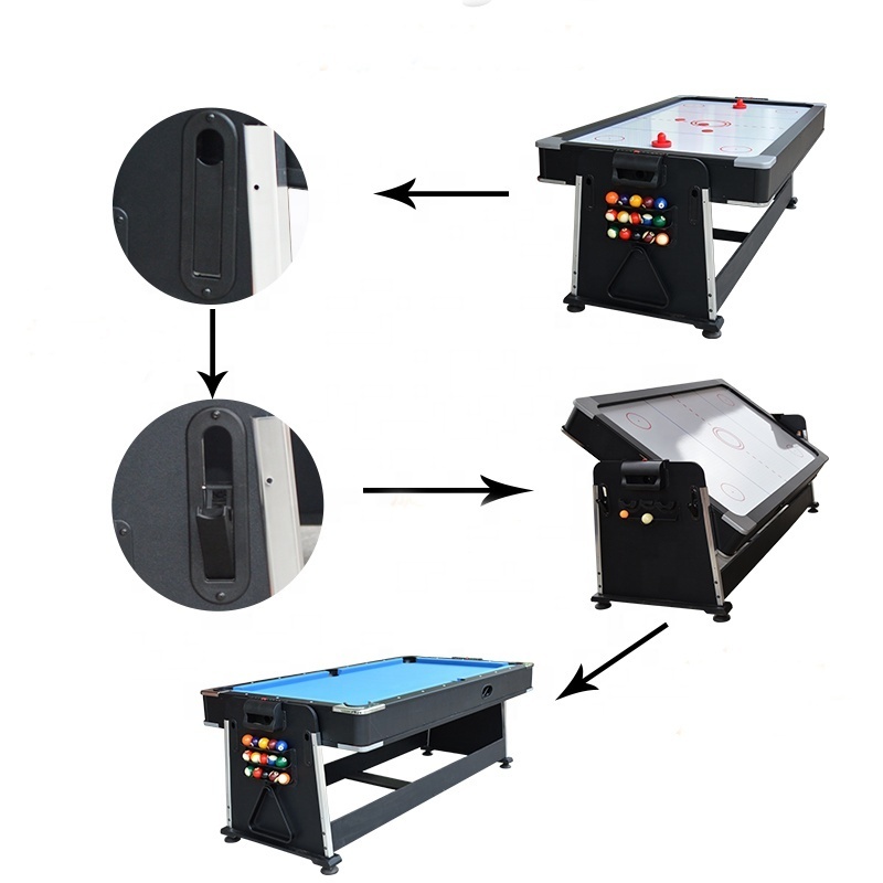 4 in 1 multi games 7ft rotating billiard pool air hockey table with dining top table tennis top