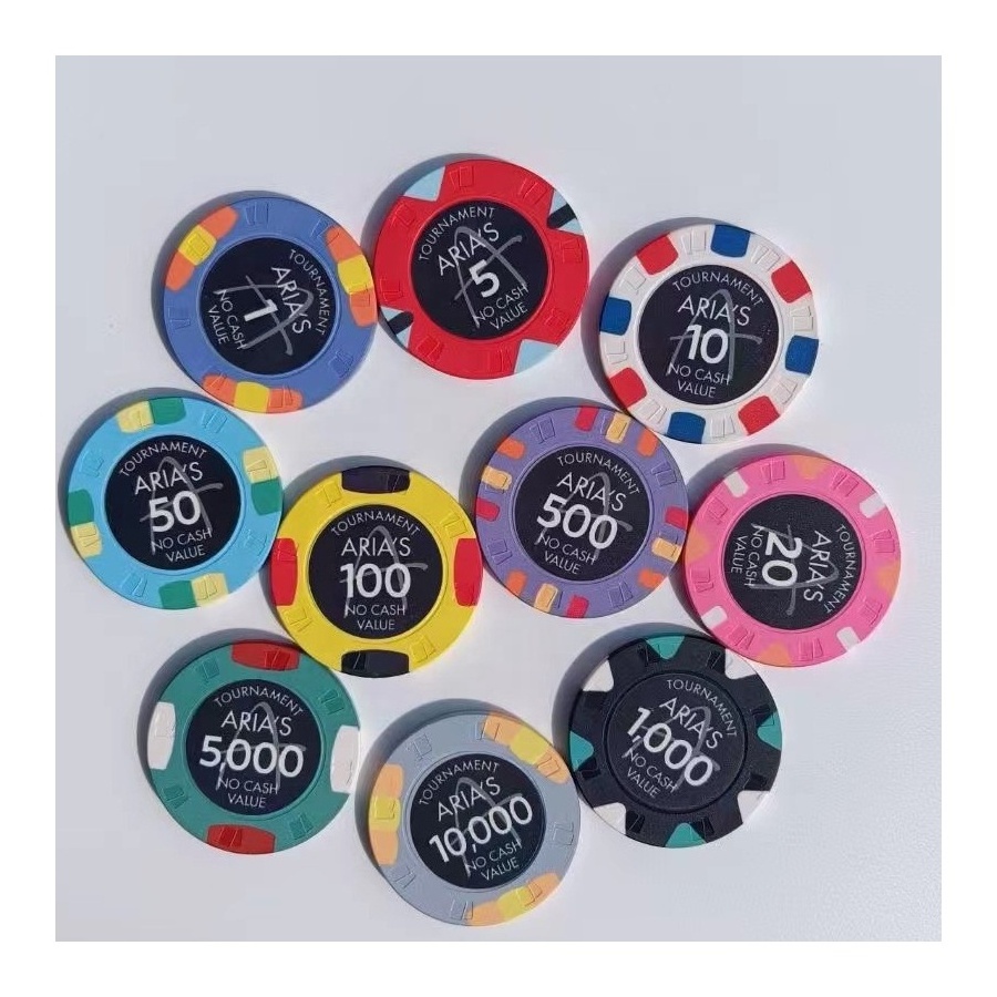 10G 39MM ceramic poker chip sublimation ARIA tournament poker chips with aligned edge