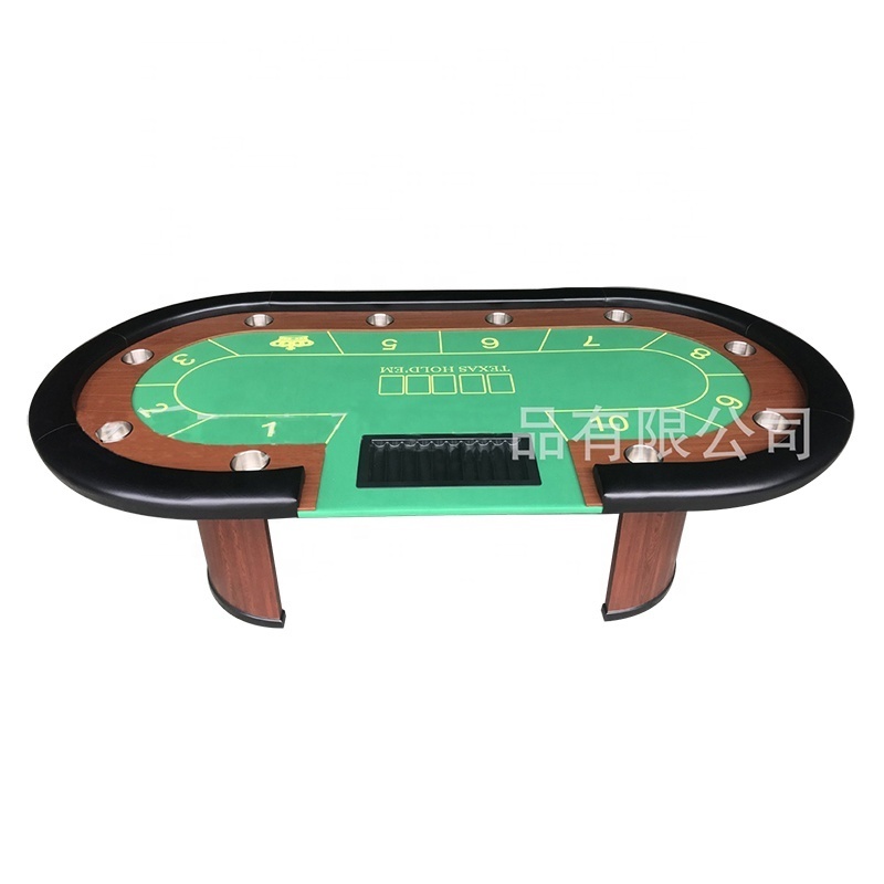 wooden 8ft Texas Hold'em poker table 10-person casino home gambling game table poker