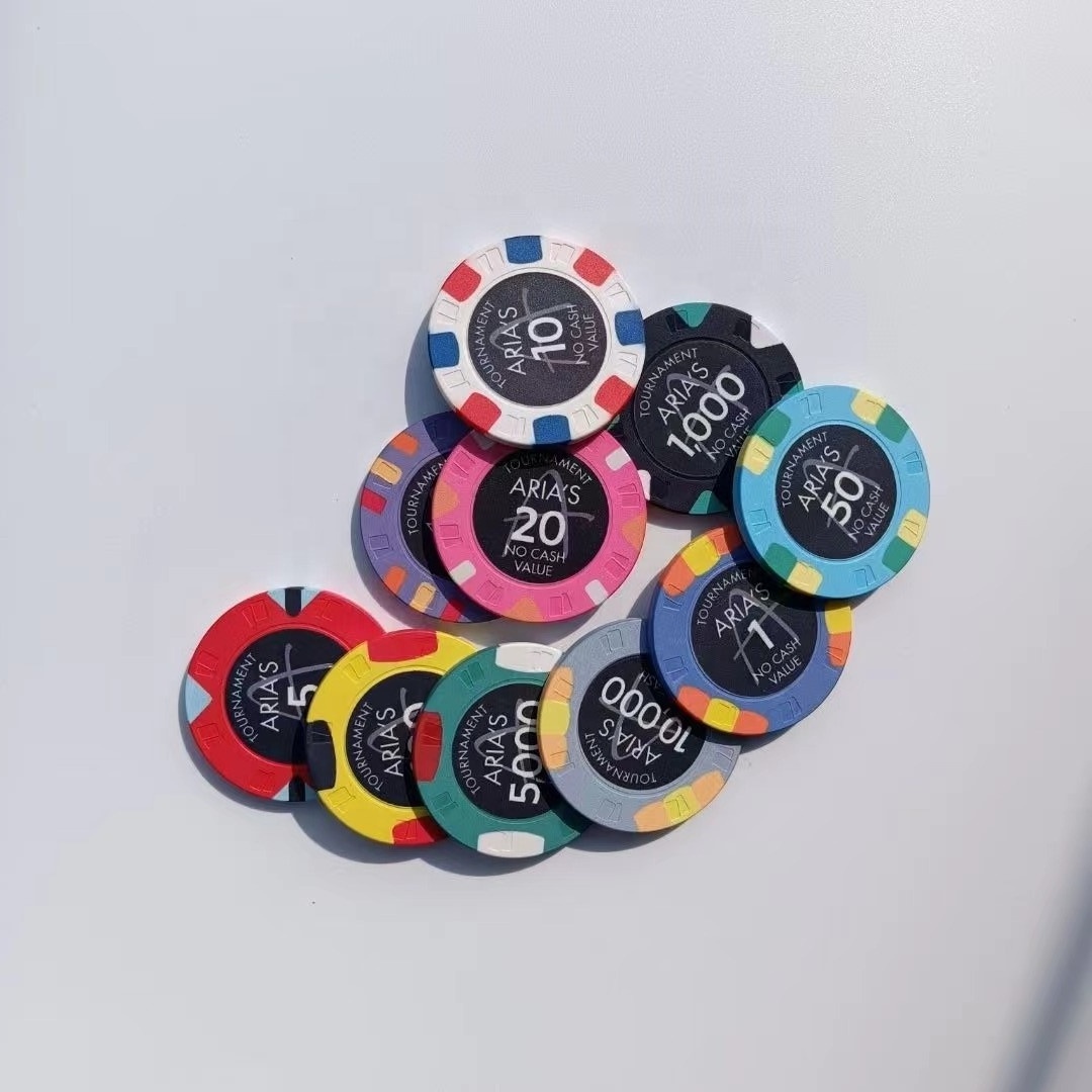 10G 39MM ceramic poker chip sublimation ARIA tournament poker chips with aligned edge