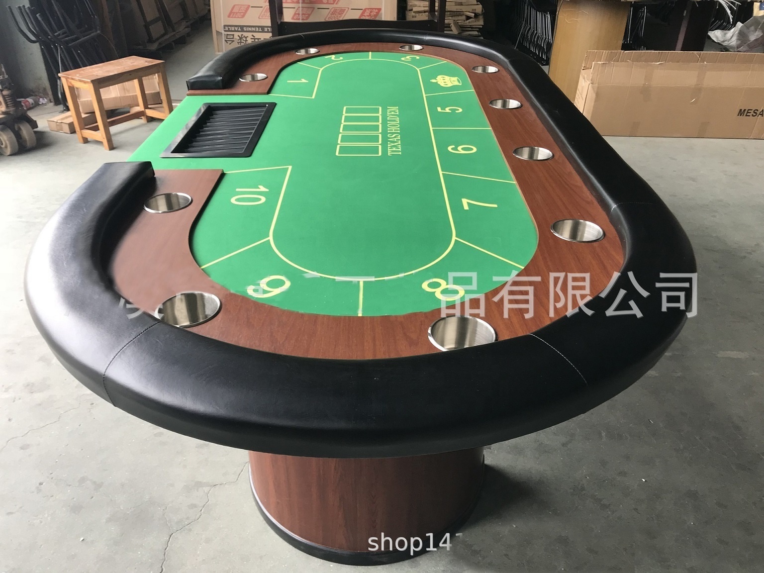 wooden 8ft Texas Hold'em poker table 10-person casino home gambling game table poker