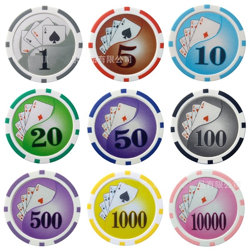 Custom logo poker chips 11.5 gram 40mm casino ABS clay poker chips sticker poker chips