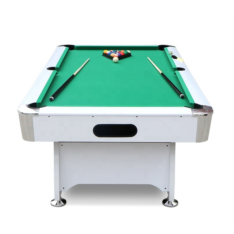 6/7/8 foot full sized ball return pool tables white frame MDF playfield cheap snooker billiard table