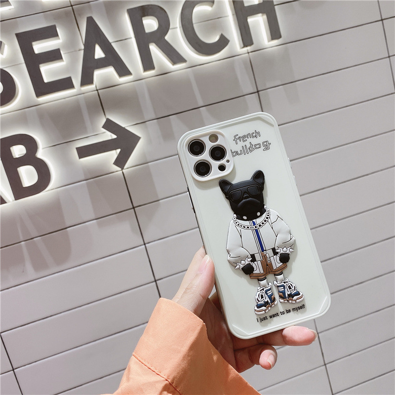 top seller french bulldog cute 3D silicone back cover mobile cell phone case for iphone 13 pro max