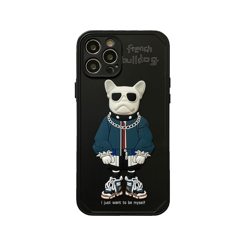 top seller french bulldog cute 3D silicone back cover mobile cell phone case for iphone 13 pro max