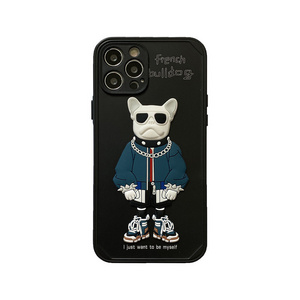 top seller french bulldog cute 3D silicone back cover mobile cell phone case for iphone 13 pro max