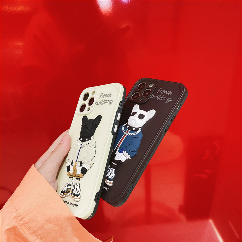 top seller french bulldog cute 3D silicone back cover mobile cell phone case for iphone 13 pro max