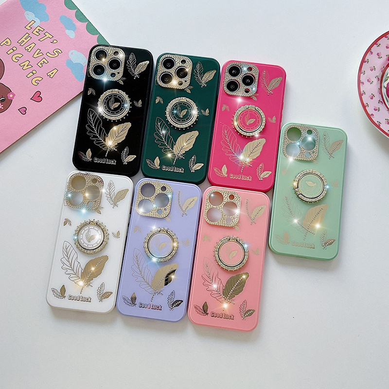 For Iphone 14 Pro Max Pu Cover Luxury Card Holster Wrist Strap Cell Mobile Diamond 14 Mini Phone Case