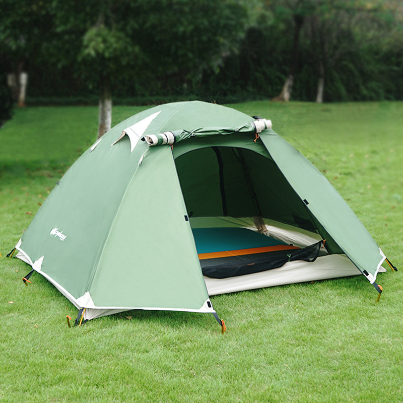 Outdoor double layer rainproof windproof camping tent aluminum pole tent twin 2 person  tent