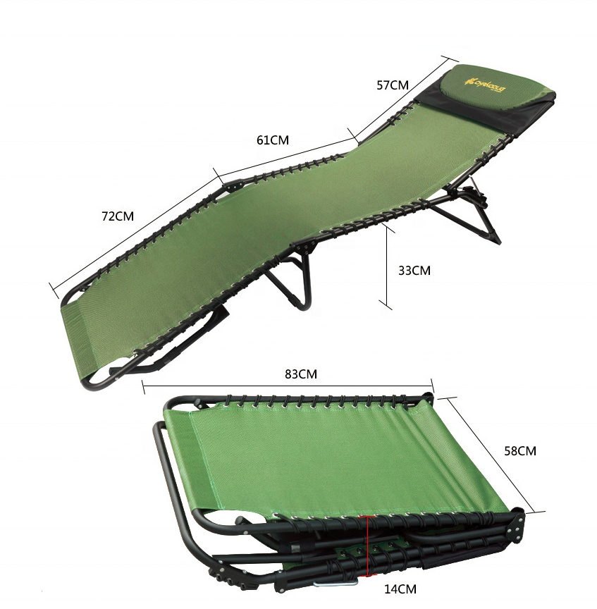 Outdoor portable folding bed garden aluminum recliner camping chair bed outdoor camping chair