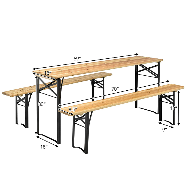 220/200/180cm high quality folding beer table set/beer table and benches folding beer table wood