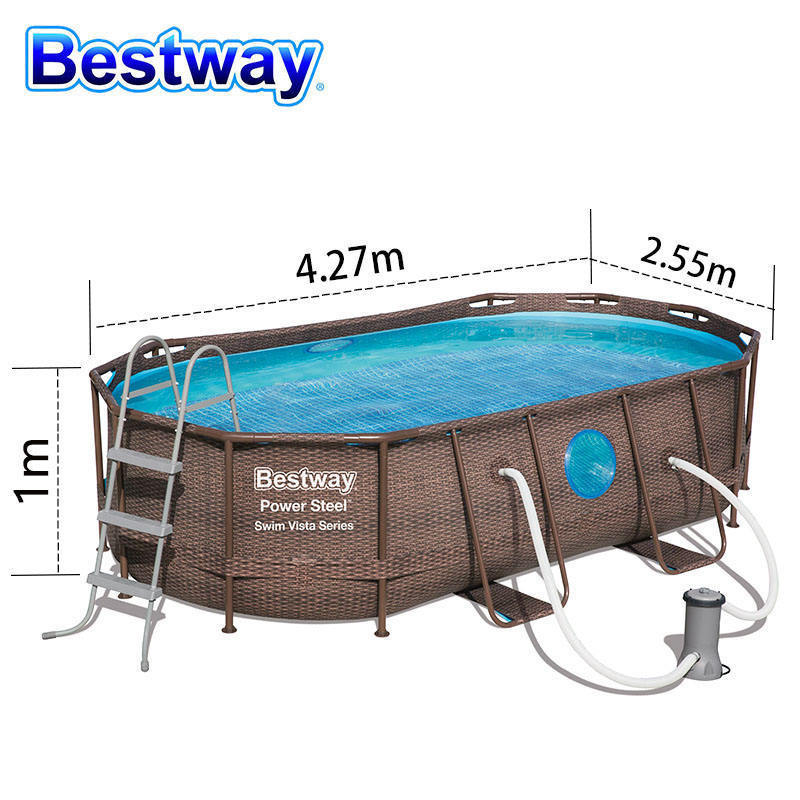 bestway 56714 pools swimming outdoor metal frame swimming pool above ground swimming pools for gardens