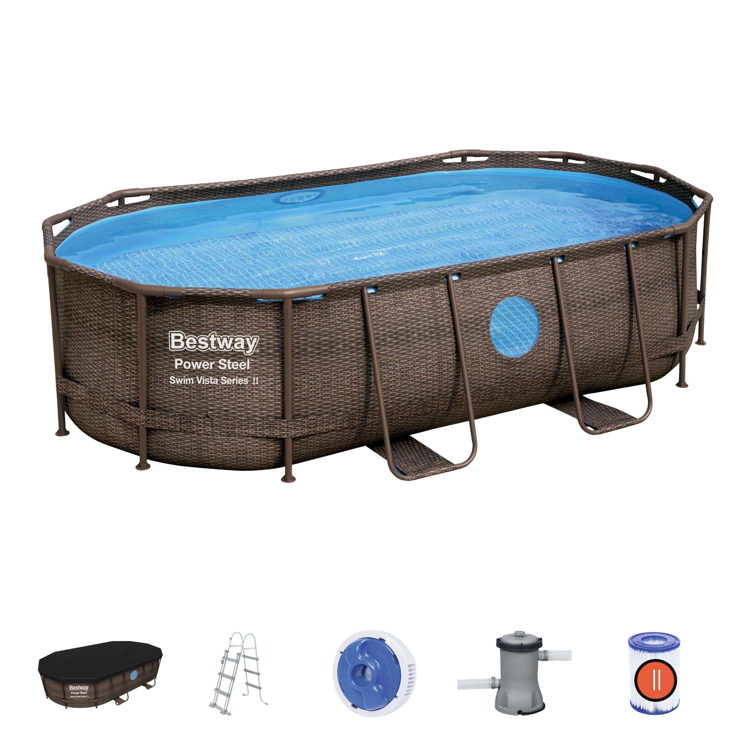 bestway 56714 pools swimming outdoor metal frame swimming pool above ground swimming pools for gardens