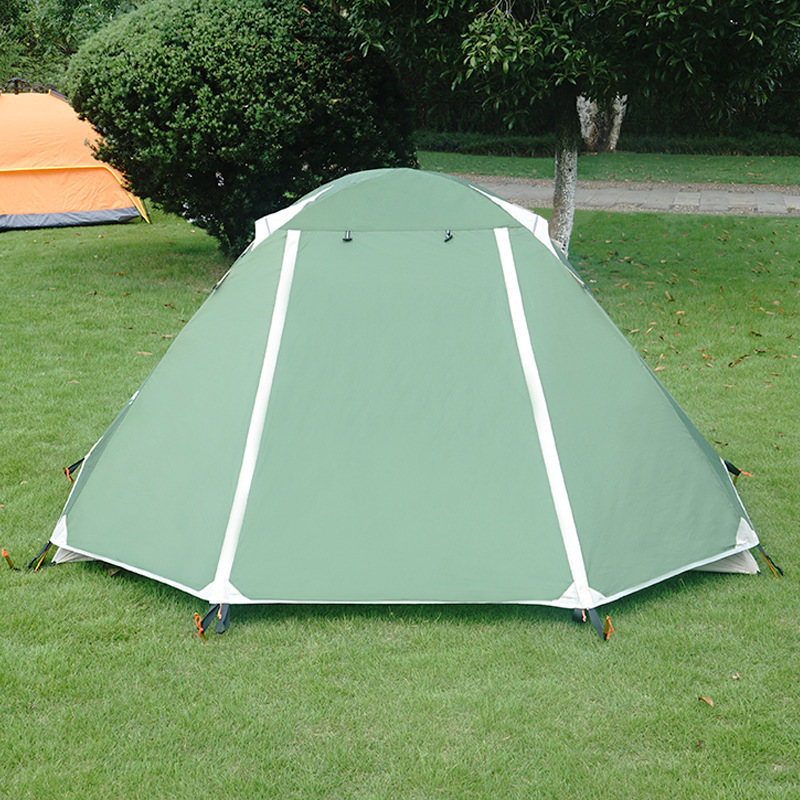 Outdoor double layer rainproof windproof camping tent aluminum pole tent twin 2 person  tent