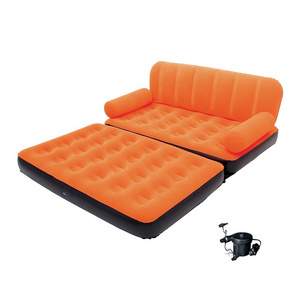 New design custom household flocking fabric pvc inflatable bed inflatable 2 person sofa bed