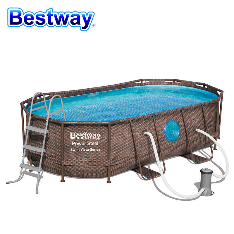 bestway 56714 pools swimming outdoor metal frame swimming pool above ground swimming pools for gardens