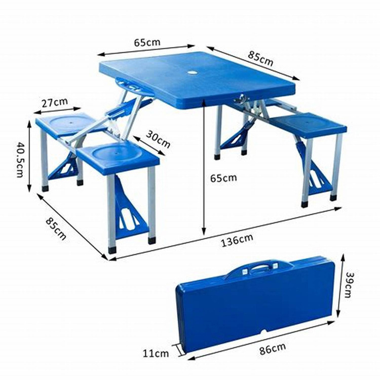 ABS Plastic foldable garden bbq outdoor portable folding suitcase table set with chair