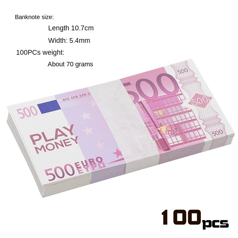 Wholesale Paper Prop Money One Stack 100 Pcs Euro Bills Realistic Play Money for Movie Prop