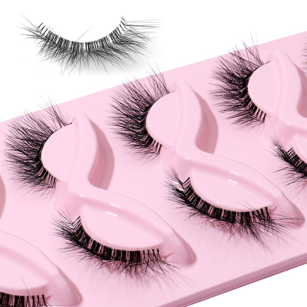 FX-S244 The Best Sellers 5 Pairs L Curl Invisible Band Eyelash Strips Faux Mink Bulk For Wholesale Anime Fox Eye Eyelashes