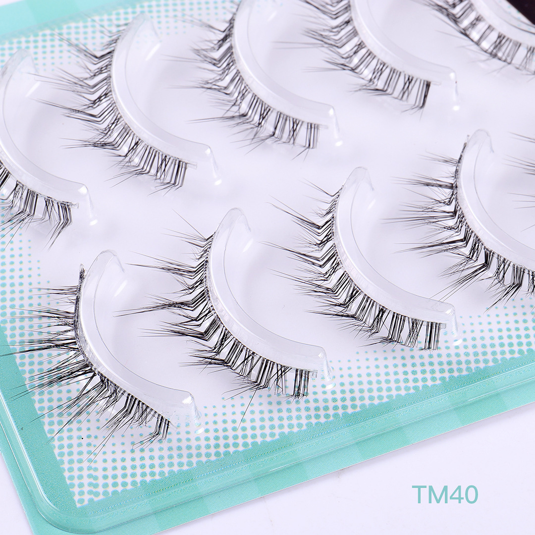 FX-S245 New Fashion Natural 5 Pairs L Curl Invisible Band Crisscross Eyelashes With Tray Asian Products Barbie Manga Lashes