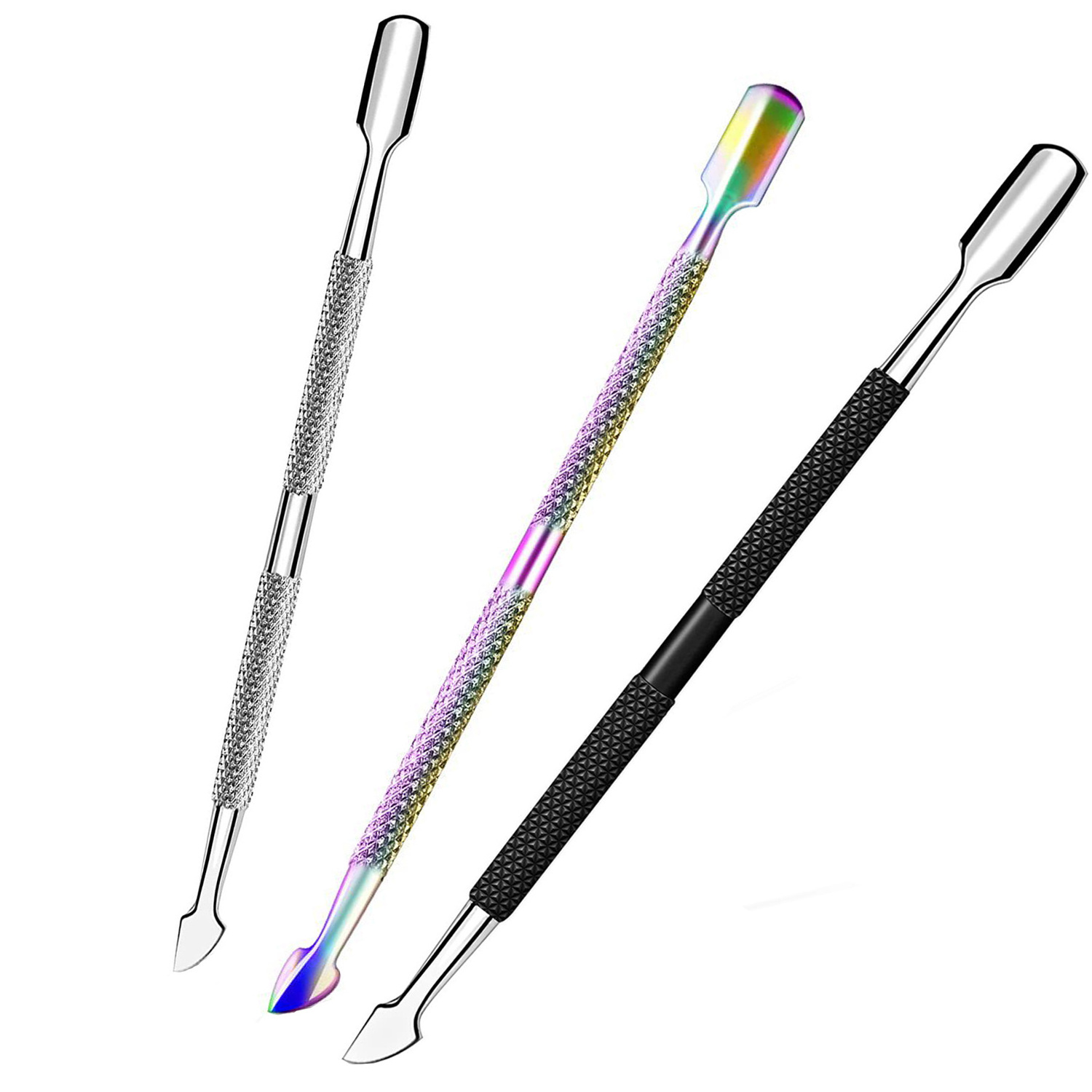 FX-NT34 High Quality Manicure Nail Art Double Head False Nail Remover Scraper Stainless Steel Cuticle Pusher