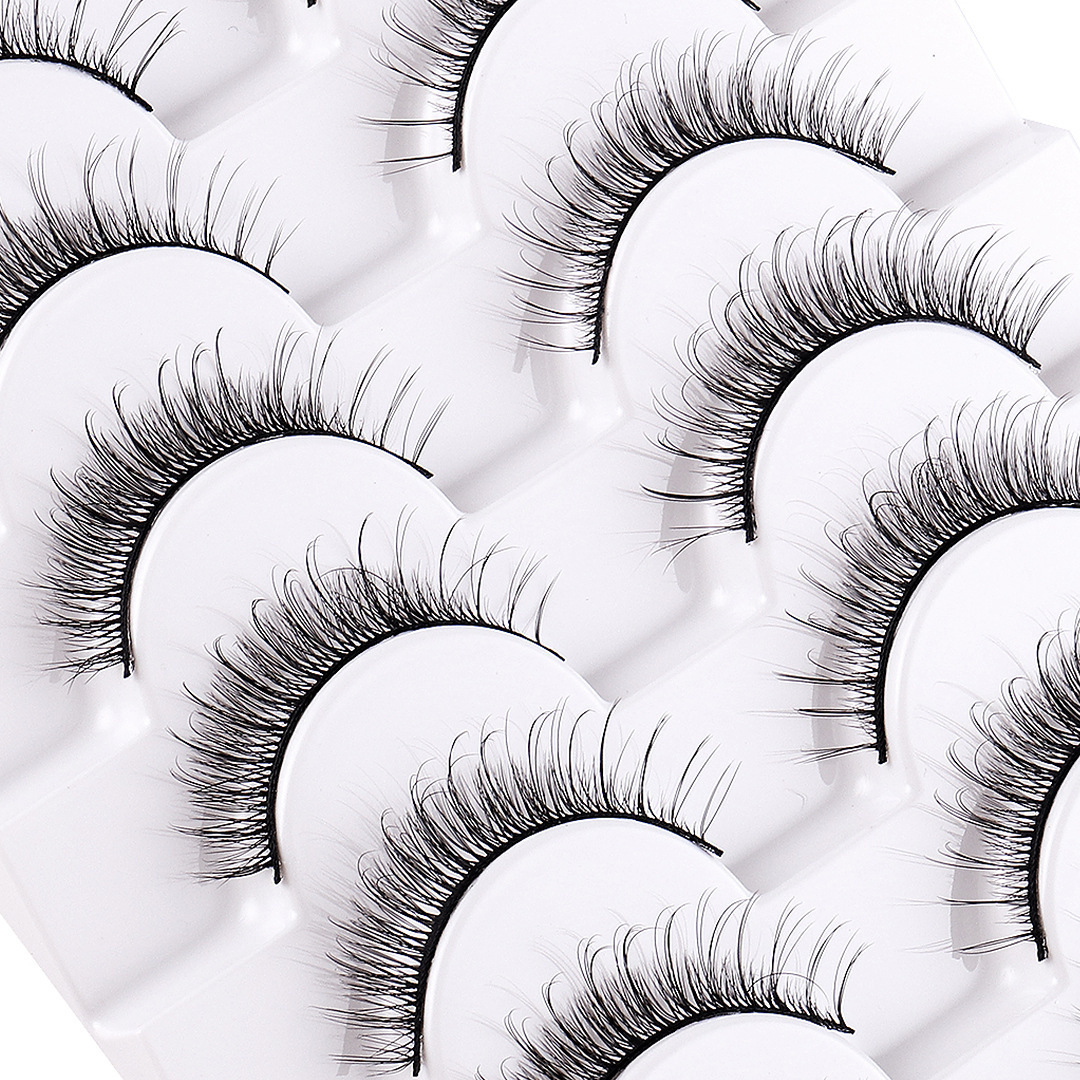 FX-S255 Wholesale 10 Pairs Handmade Synthetic Hair Eyelashes Natural Eye Lash Extensions Strip Faux Mink Eyelash Extensions