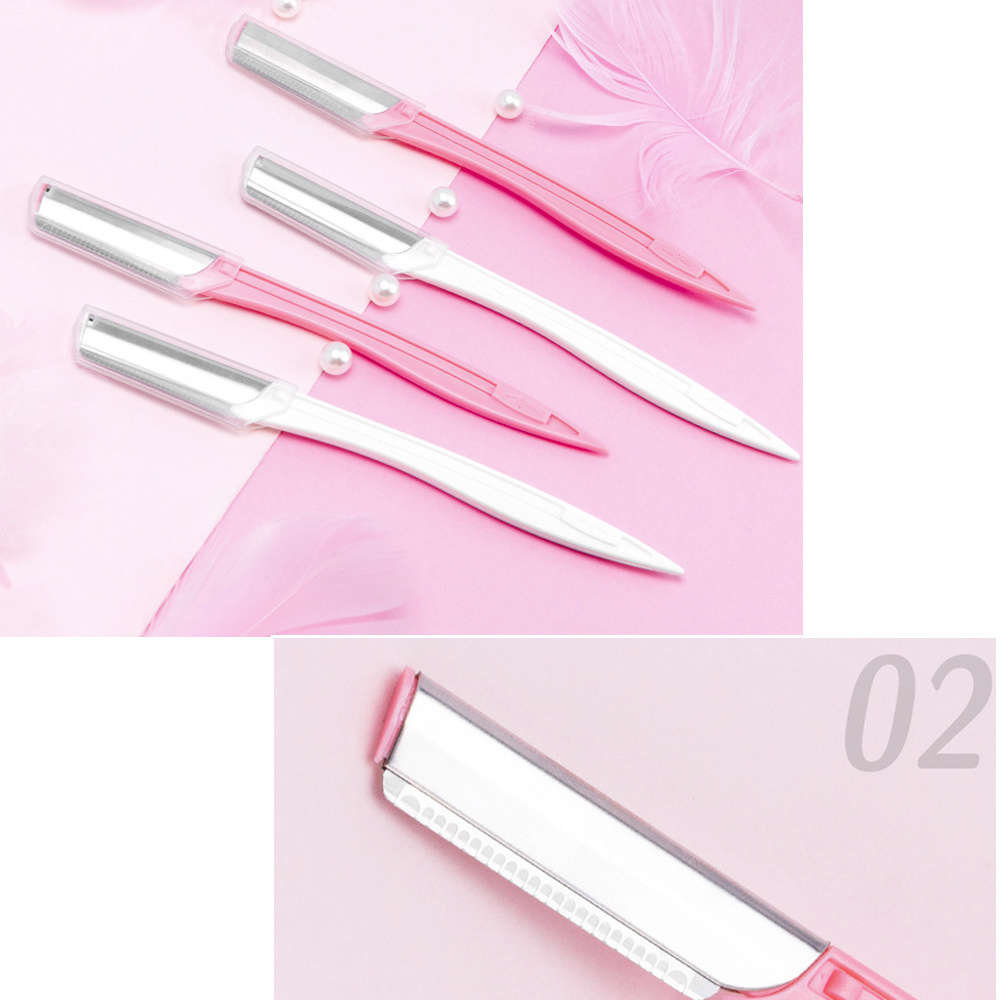 FX-T85 Wholesale Stainless Steel Blade With Safety Net Female Straight Handle Hair Scraper Eyebrow Trimmer